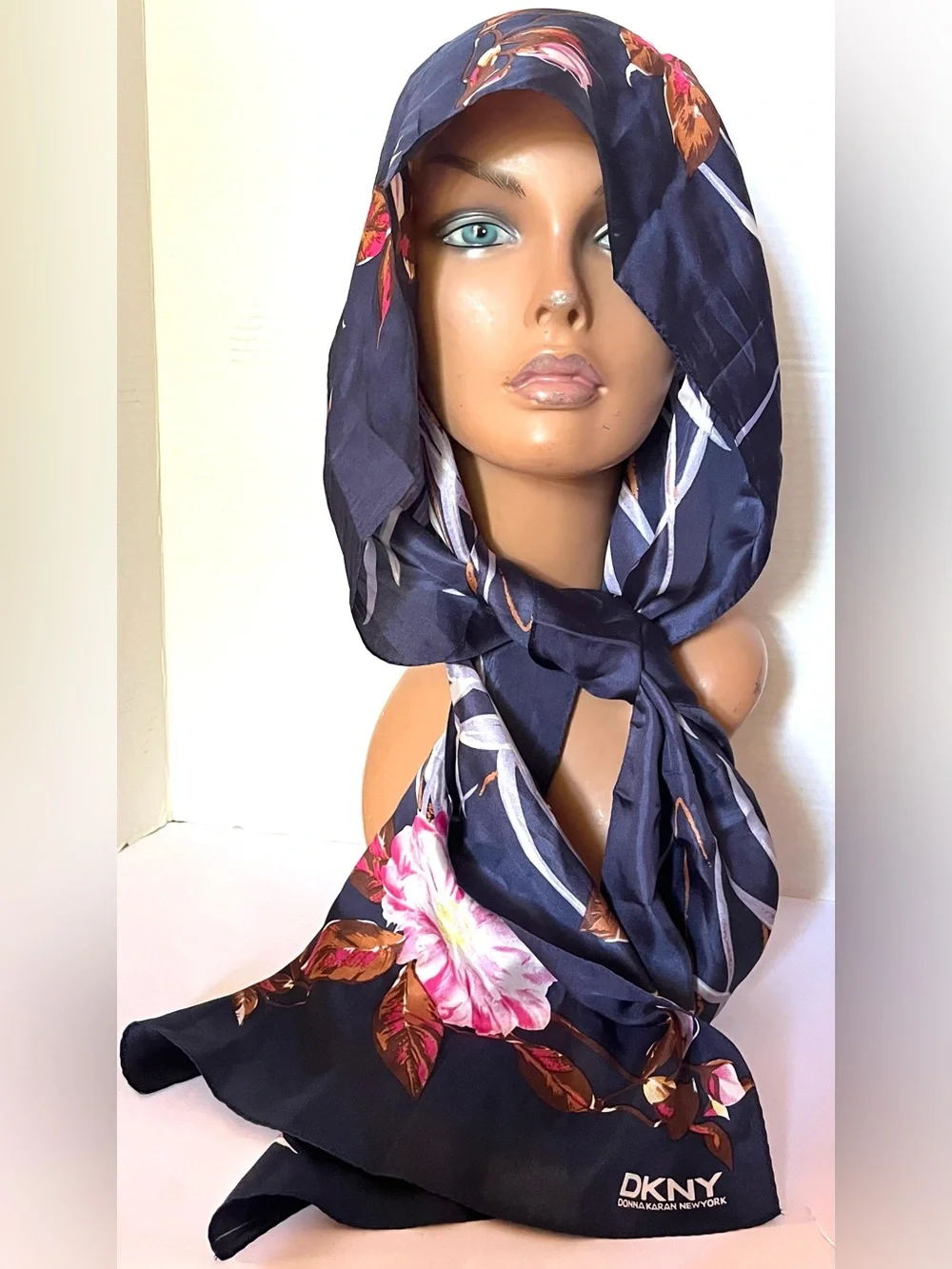 Donna Karan Rectangular Floral Silk Scarf